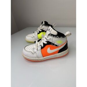 Nike Air Jordan 1 Mid Toddler Size 8C Neon Notebook 640735-870